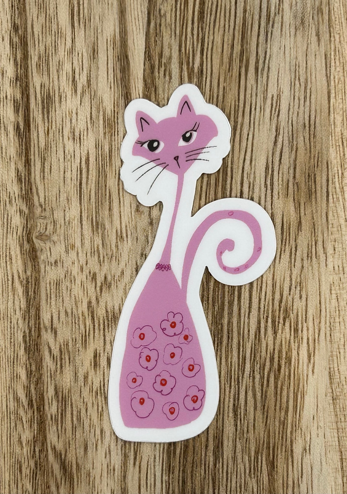 Funky Pink Cat Sticker